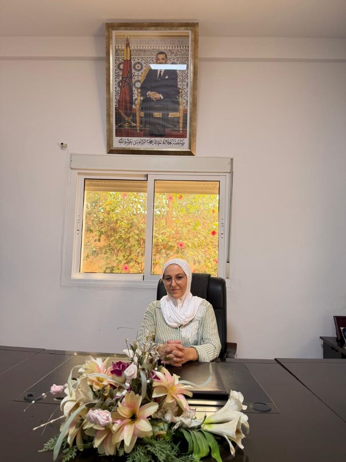 (الصورة : الأستاذة فاطمة الزهراء بنصبيخ ، رئيسة الجماعة القروية زاوية سيدي قاسم "أزلا")